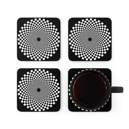 F1 BLACK "CHECKERED SPIRAL" Coasters