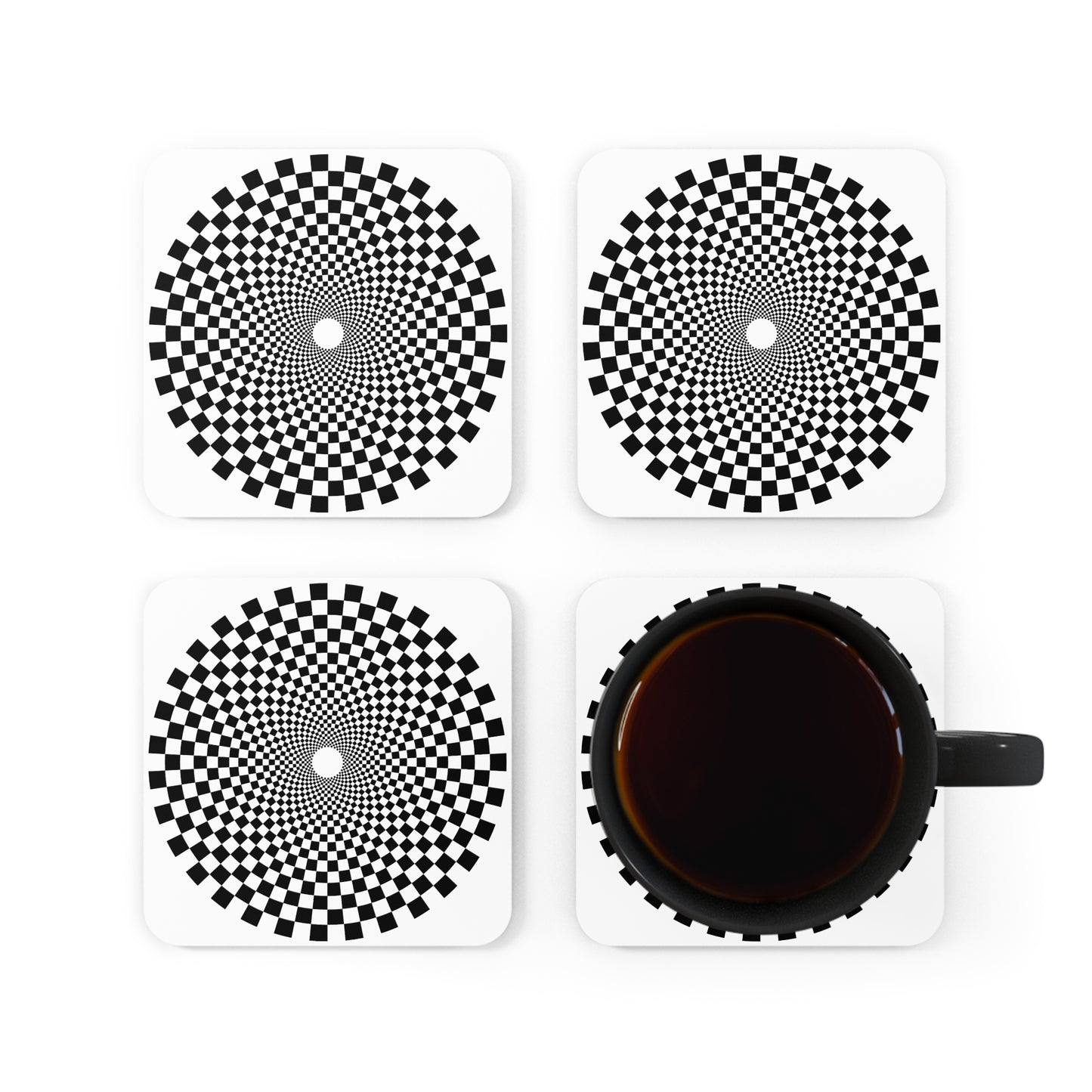 F1 WHITE "CHECKERED SPIRAL" Coasters