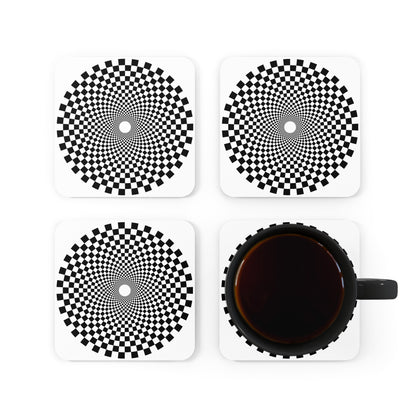 F1 WHITE "CHECKERED SPIRAL" Coasters