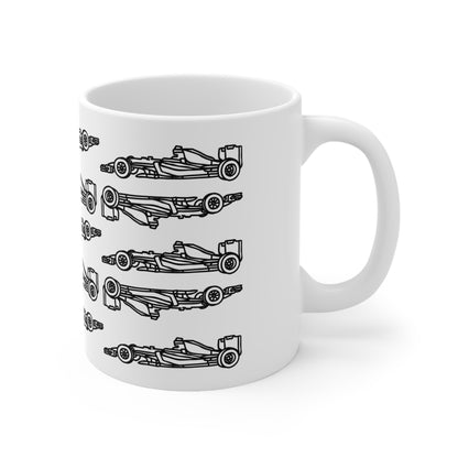 F1 WHITE "INVERTED CARS" Coffee Cup