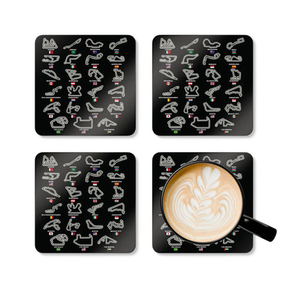 F1 BLACK Coasters "TRACKS AND ALL"