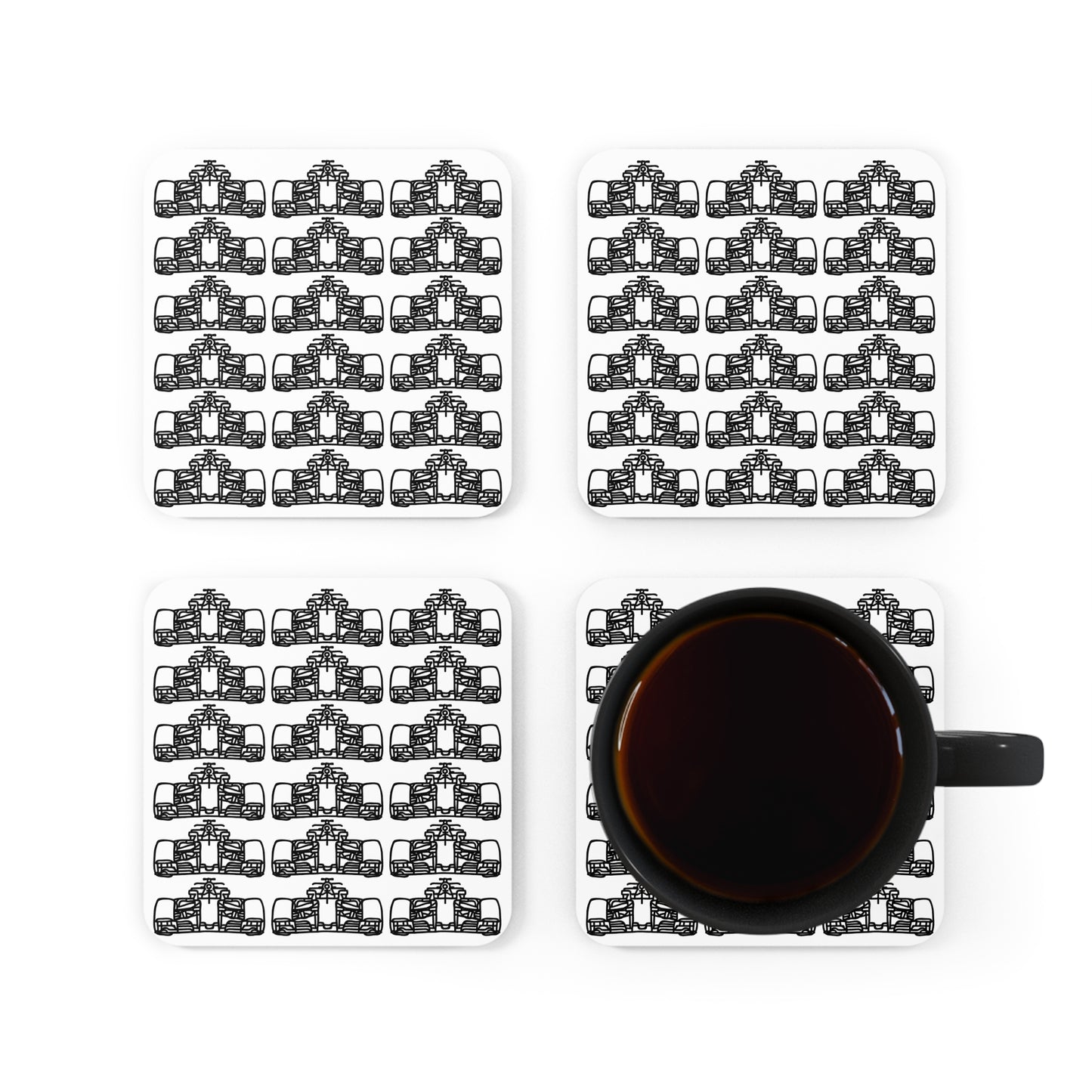 F1 WHITE "FRONT VIEW" Coasters