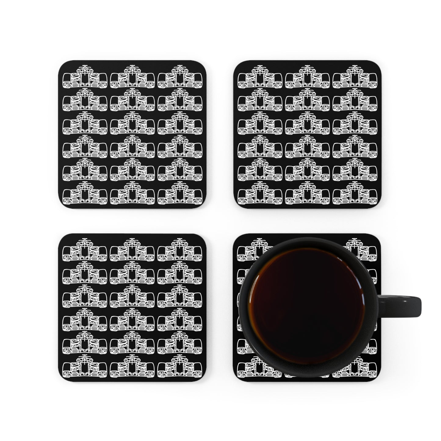 F1 BLACK "FRONT VIEW"  Coasters