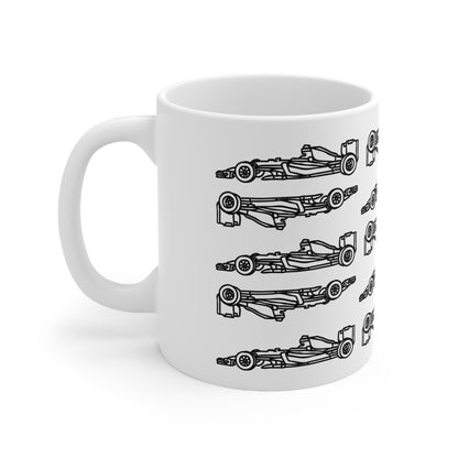 F1 WHITE "INVERTED CARS" Coffee Cup