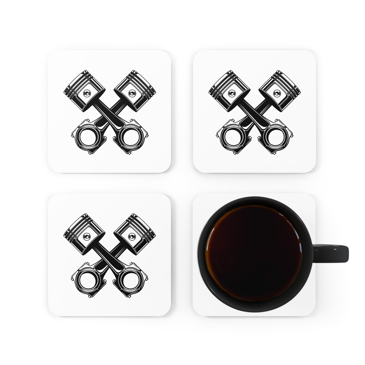 F1 WHITE "PISTONS" Coasters