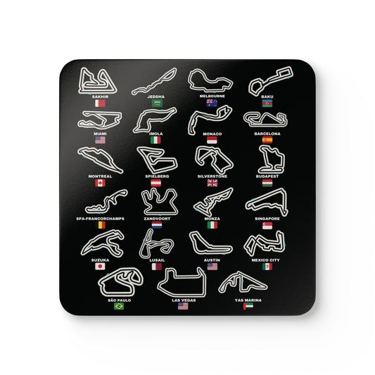 F1 BLACK Coasters "TRACKS AND ALL"