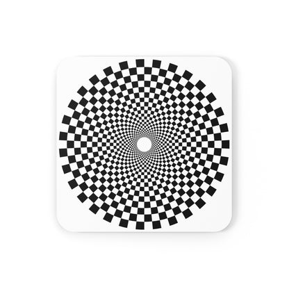 F1 WHITE "CHECKERED SPIRAL" Coasters