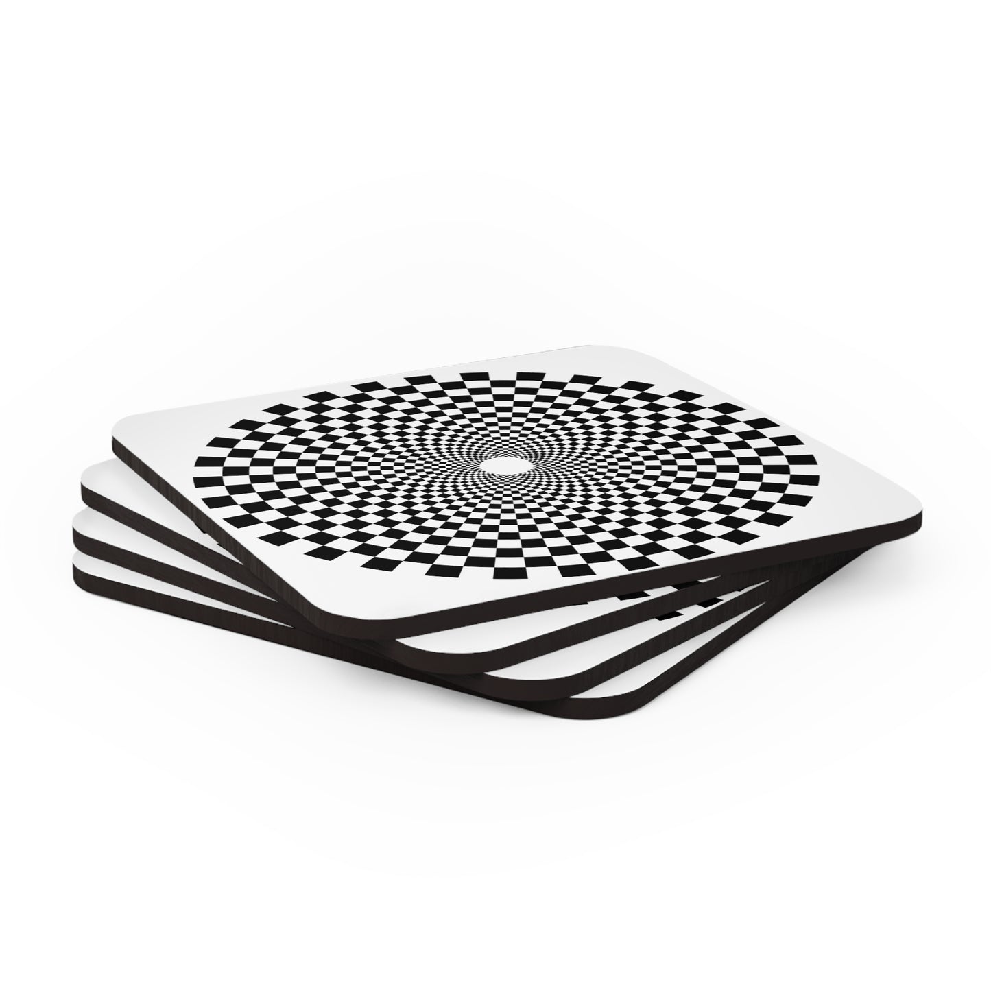 F1 WHITE "CHECKERED SPIRAL" Coasters